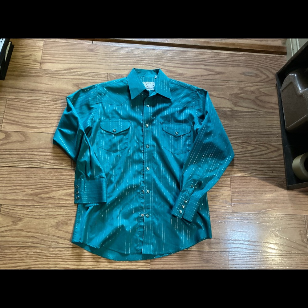 Crazy Cowboy pearl-snap Silver/Turquoise shirt